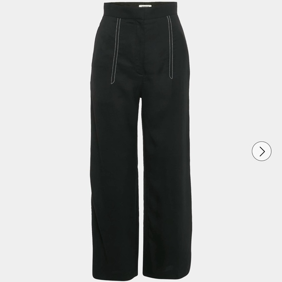 Sandro Black Contrast Stitch Gabardine Trousers Medium Size